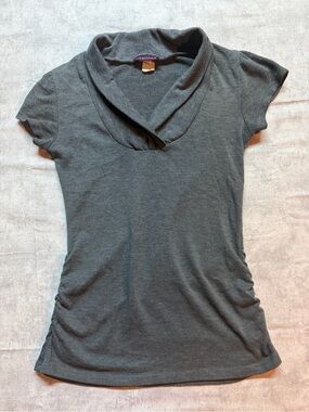Vintage Mascara Charcoal Short-Sleeve Cowl Neck Top